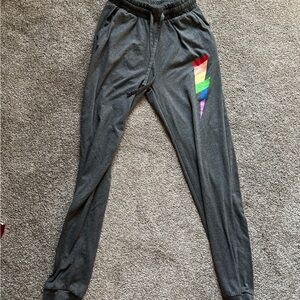 Gray Joggers with Rainbow Detail